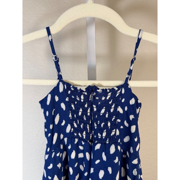 Reformation Kids Blue White Dalmatian Print Tiered Button Front Dress Size 3Y - Picture 7 of 7